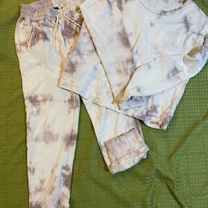 Vici Cream and mauve/purple Tie-Dye Joggers